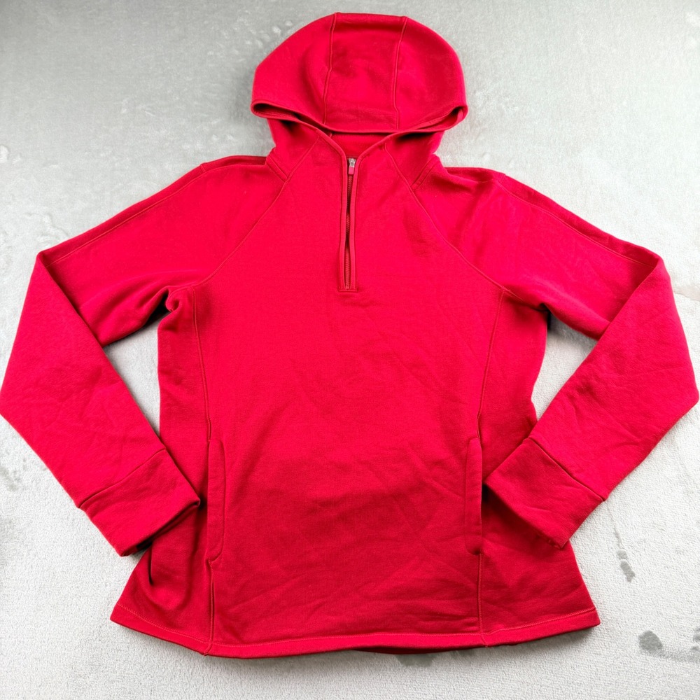 Athleta Women's Medium Red 1/4 Zip Hooded Sweatshirt Pullover